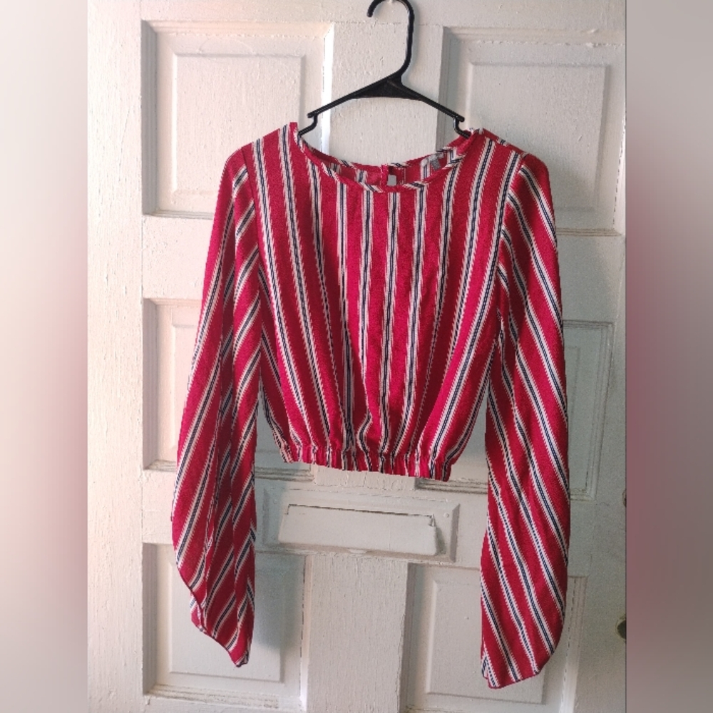 Red Striped Long Sleeve Top